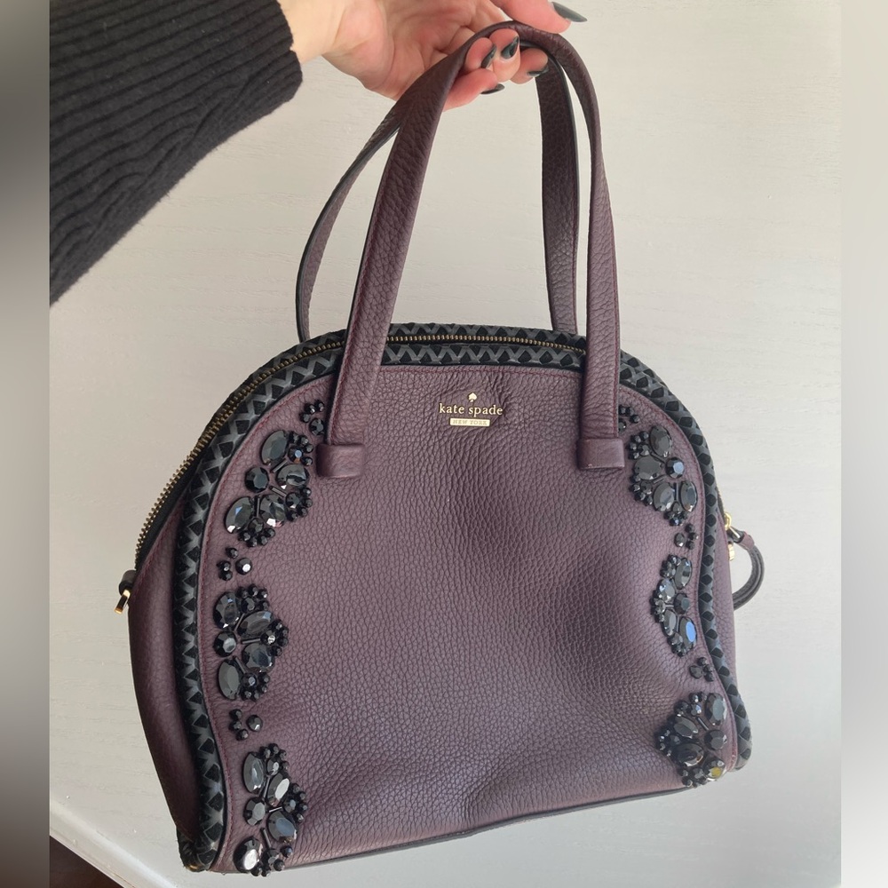 Kate Spade Dark Purple Embellished Bag